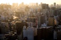 Sunset over Tokyo city in February. Royalty Free Stock Photo