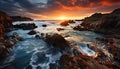 Sunset over the tranquil coastline, reflecting natural beauty generated by AI Royalty Free Stock Photo