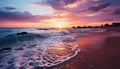 Sunset over the tranquil coastline, waves reflecting golden twilight beauty generated by AI