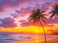 Sunset over a tranquil Hawaiian tropical beach Royalty Free Stock Photo