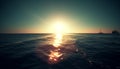 Sunset over tranquil seascape, horizon reflects beauty in nature generated by AI Royalty Free Stock Photo