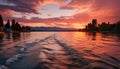 Sunset over tranquil water, nature beauty reflected generated by AI Royalty Free Stock Photo