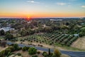 Sunset over trees in Australian rural area. Royalty Free Stock Photo