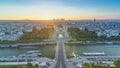 Sunset over Trocadero timelapse with the Palais de Chaillot seen from the Eiffel Tower in Paris, France. Royalty Free Stock Photo