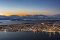 Sunset over Tromso seen from Floya hill Royalty Free Stock Photo