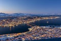 Sunset over Tromso seen from Floya hill Royalty Free Stock Photo