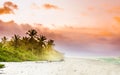 View over sunset over tropical beach by Palomino in Colombia Royalty Free Stock Photo