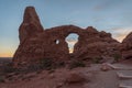 Sunset over Turret Arch in the Arches National Park Royalty Free Stock Photo