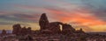 Sunset over Turret Arch in the Arches National Park Royalty Free Stock Photo