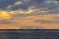 Sunset over Tyrrhenian Sea in Milazzo town, Sicily, Italy Royalty Free Stock Photo