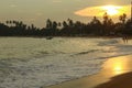 Sunset over the Unawatuna beach, Sri Lanka Royalty Free Stock Photo