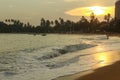Sunset over the Unawatuna beach, Sri Lanka. Wallpaper Royalty Free Stock Photo