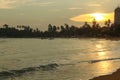 Sunset over the Unawatuna beach, Sri Lanka Royalty Free Stock Photo
