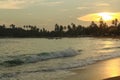 Sunset over the Unawatuna beach, Sri Lanka Royalty Free Stock Photo