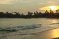 Sunset over the Unawatuna beach, Sri Lanka Royalty Free Stock Photo