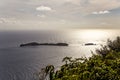 Sunset over uninhabited islands, Terre-de-Haut, Iles des Saintes, Les Saintes, Guadeloupe, Lesser Antilles, Caribbean