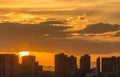 Sunset over urban Honolulu skyline