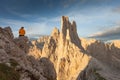 Sunset over the Vajolet towers in Dolomites Royalty Free Stock Photo