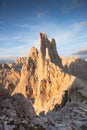 Sunset over the Vajolet towers in Dolomites Royalty Free Stock Photo