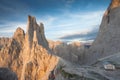 Sunset over the Vajolet towers in Dolomites Royalty Free Stock Photo