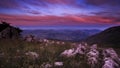 Sunset over valley in Madonie Mountains, Sicily, Italy Royalty Free Stock Photo