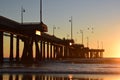 Sunset over Venice Beach Pier in Los Angeles, California - Birds Royalty Free Stock Photo