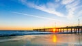 Sunset over Venice Fishing Pier in Venice Beach, Los Angeles Royalty Free Stock Photo