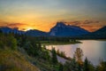 Sunset over Vermilion Lake in Banff National Park, Alberta, Canada