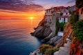 Sunset over the village of Rovinj, Croatia, AI Generated