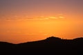 Sunset over village of Sant`Antonino in Corsica Royalty Free Stock Photo
