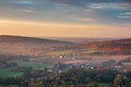 Sunset over village Steinbergen in Germany Royalty Free Stock Photo