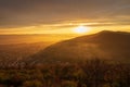 Sunset over village Steinbergen in Germany Royalty Free Stock Photo