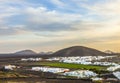 Sunset over village of Yaiza Royalty Free Stock Photo