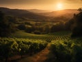 Sunset over vineyards in Chianti, Tuscany, Italy