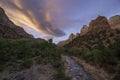 Sunset over the Virgin River in Zion National Park Royalty Free Stock Photo