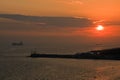 Sunset over Vlissingen harbour Royalty Free Stock Photo