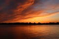 Sunset over the Volga river, Astrakhan Royalty Free Stock Photo