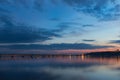 Sunset over Volga River during blue hour in Ulyanovsk Royalty Free Stock Photo
