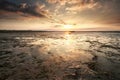 Sunset over Wadden sea coast Royalty Free Stock Photo