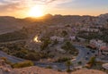 Sunset over Wadi Musa, city of Petra in Jordan