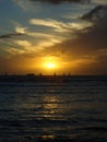 Sunset over Waikiki with sailing boats Royalty Free Stock Photo