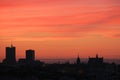 Sunset over Warsaw city Royalty Free Stock Photo