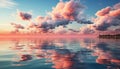 Sunset over water, nature beauty reflected in tranquil blue dusk generated by AI Royalty Free Stock Photo