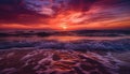 Sunset over water, nature beauty reflected in tranquil dusk generated by AI Royalty Free Stock Photo