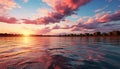Sunset over water, nature beauty reflected in tranquil dusk generated by AI Royalty Free Stock Photo