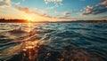 Sunset over water, nature beauty reflected in tranquil summer dusk generated by AI Royalty Free Stock Photo