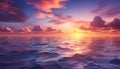 Sunset over water, nature beauty reflected in tranquil twilight generated by AI Royalty Free Stock Photo
