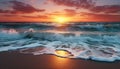 Sunset over water, nature beauty reflected in tranquil waves generated by AI Royalty Free Stock Photo
