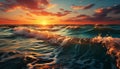 Sunset over water, nature beauty reflected in tranquil waves generated by AI Royalty Free Stock Photo