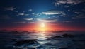 Sunset over water, nature beauty in tranquil dusk generated by AI Royalty Free Stock Photo